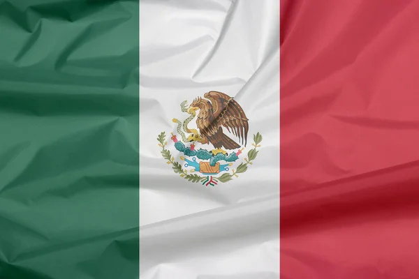 Bandeira Tecido México Vinco Fundo Bandeira Mexicana Tricolor Vertical Branco — Fotografia de Stock