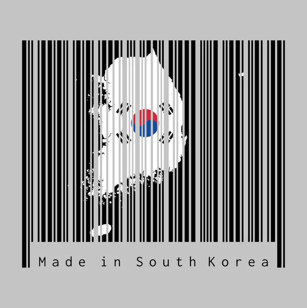 Barcode Set Shape South Korea Map Outline Color South Korea — 스톡 벡터