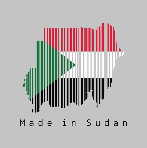 Barcode Zet Vorm Van Sudan Kaart Omtrek Kleur Van Soedan — Stockvector