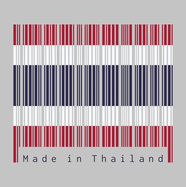 Barcode Setzen Sie Die Farbe Der Thailändischen Flagge Blau Rot — Stockvektor