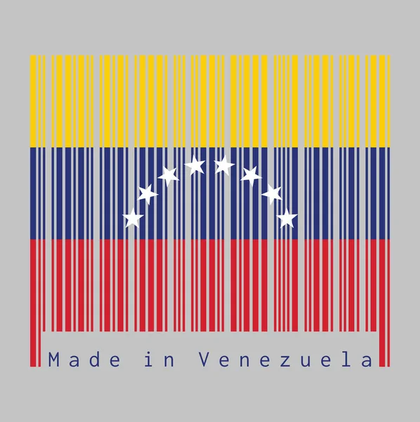 Código Barras Establece Color Bandera Venezuela Azul Rojo Amarillo Con — Archivo Imágenes Vectoriales