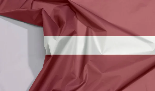 Letónia Tecido Bandeira Crepe Vinco Com Espaço Branco Campo Carmim — Fotografia de Stock