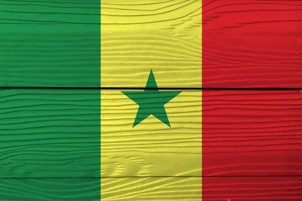 Bandera Senegal Sobre Fondo Madera Grunge Senegal Textura Bandera Verde — Foto de Stock