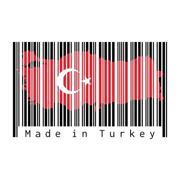 Kod Kreskowy Ustawić Kształt Kontur Mapy Turcji Kolor Flagi Turcji — Wektor stockowy