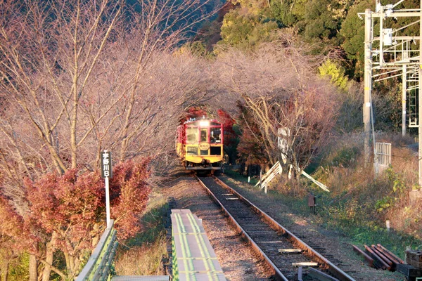 Arashiyama Kyoto Japonya Kasım 2017 Kameoka Torokko Stasyonu Nda Sonbaharda — Stok fotoğraf