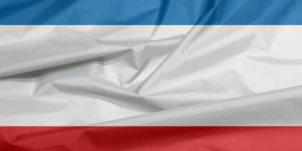 Bandeira Tecido Crimeia Vinco Fundo Bandeira Crimeia Azul Branco Vermelho — Fotografia de Stock