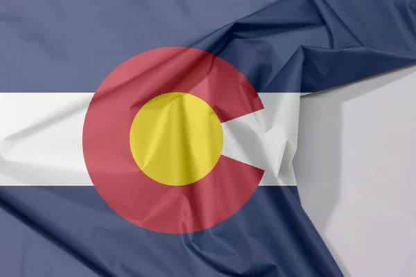 Bandera Tela Colorado Crepé Pliegue Con Espacio Blanco Los Estados — Foto de Stock