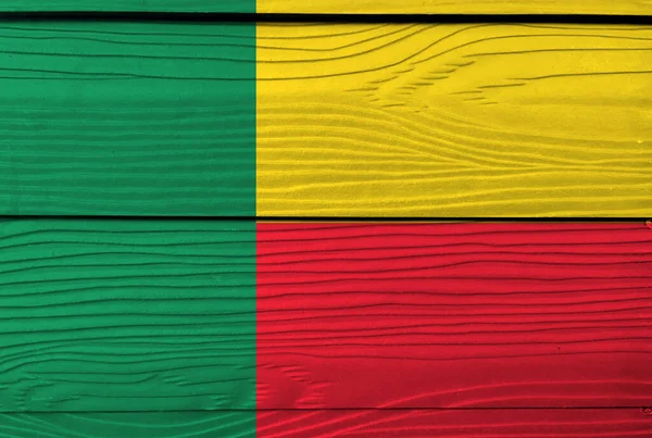Flag Benin Wooden Wall Background Grunge Benin Flag Texture Horizontal — Stock Photo, Image