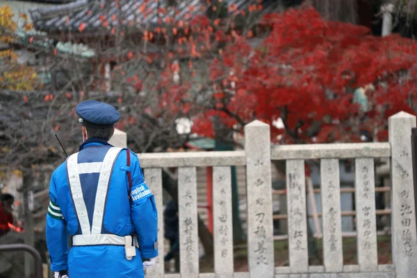 Zoshicho Nara Japan November 2017 Zurück Von Japanischen Verkehrspolizisten Blauer — Stockfoto
