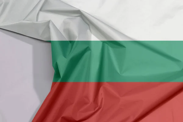 Bandera Tela Bulgaria Crepé Pliegue Con Espacio Blanco Blanco Verde —  Fotos de Stock