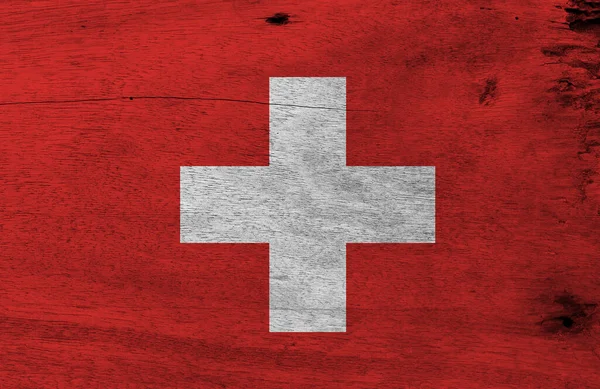 Flag Switzerland Wooden Plate Background Grunge Switzerland Flag Texture Consists — Stock Photo, Image