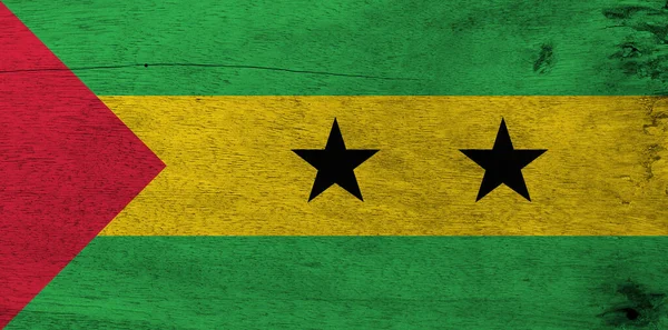 Флаг Сан Томе Принсипи Деревянном Фоне Фактура Флага Зеленый Желтый — стоковое фото