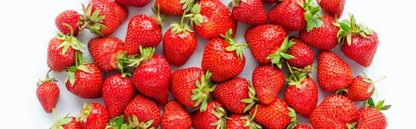 Red Raw Fresh Strawberries White Background Close View — Stock Photo, Image