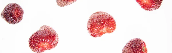 Red Raw Fresh Strawberries White Background Close View — Stock Photo, Image
