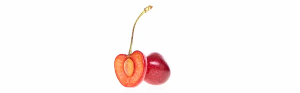 Merah Raw Cherry Segar Latar Belakang Putih Close View — Stok Foto