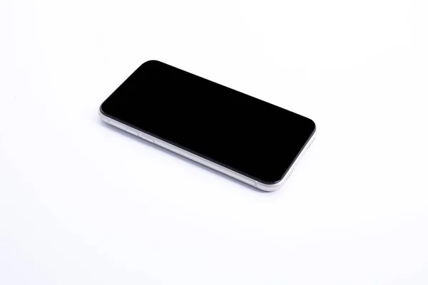 New Modern Black Smartphone Isolated White Background Close View — Stock Photo, Image