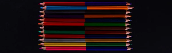 Colección Lápices Madera Colores Sobre Fondo Oscuro Vista Cercana — Foto de Stock