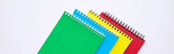 Collection Colorful Notebooks Isolated White Background Close View — Stock Photo, Image