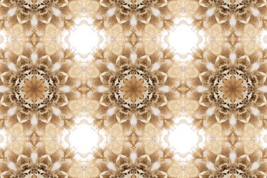 Çiçek ve yaprakların çiçek motifleri ile soyut renksiz desen  