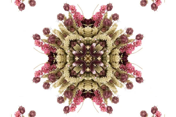 Elvont Színes Zökkenőmentes Minta Virágos Motívumokkal Virágokból Levelekből Stock Fotó