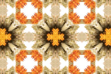 Çiçek ve yapraklardan soyut, güzel, renksiz çiçek deseni 