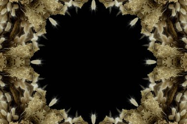 Çiçek ve yaprakların çiçek motifleri ile soyut renksiz desen  