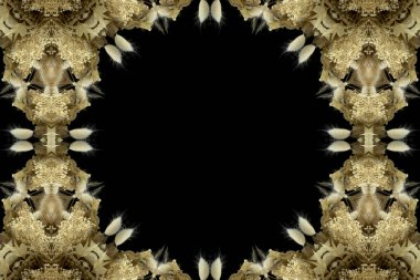 Çiçek ve yaprakların çiçek motifleri ile soyut renksiz desen  