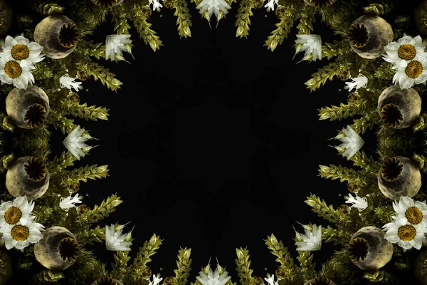 Abstrakcyjny Bezszwowy Wzór Kwiatowymi Motywami Kwiatów Liści — Zdjęcie stockowe
