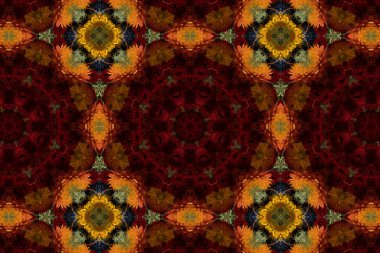 Çiçek ve yaprakların çiçek motifleri ile soyut renksiz desen  