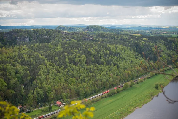 Rock Bridge Bastei Výhledy Přírodu Rathen Saské Švýcarsko Německo — Stock fotografie