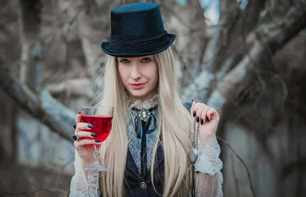 Cosplay Vampiri Aristocratici Stile Gotico Vittoriano Halloween Idee Mascherate — Foto Stock