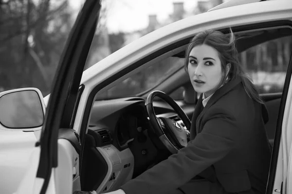 Estilo Senhora Negócios Mulher Com Carro Conceito Estilo Vida Jovem — Fotografia de Stock