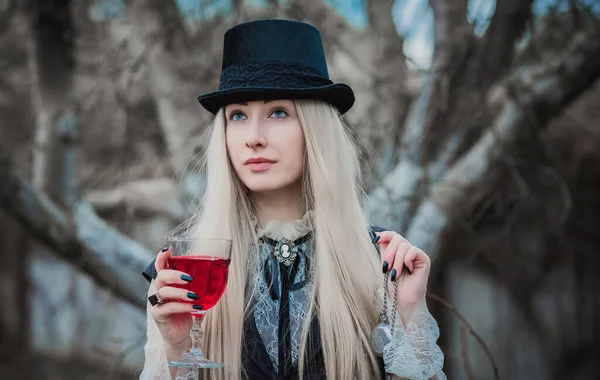 Cosplay Vampiri Aristocratici Stile Gotico Vittoriano Halloween Idee Mascherate — Foto Stock