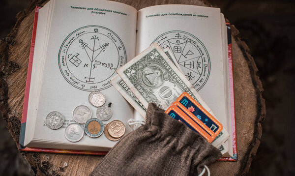 Old Pagan magic, mystical scene, esoteric concept and fortune telling