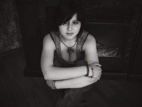 Genç Bir Kız Özel Hayatındaki Intihar Sorunları Olumsuz Duygular Hakkında — Stok fotoğraf
