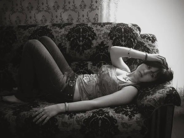 Junge Mädchen Sind Depressive Gedanken Über Selbstmordprobleme Ihrem Privatleben Negative — Stockfoto