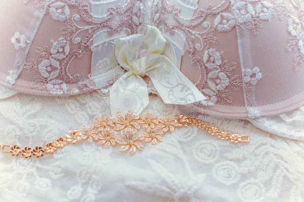 Vintage Bra White Oldest Lace Beautiful Tenderness Lingerie — Stock Photo, Image