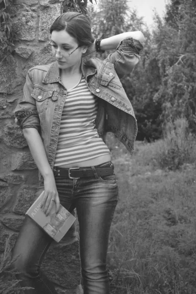 Vintage Mix Stile Casual Donne Dettagli Vestito Vestiti Donna Strada — Foto Stock