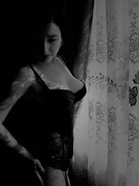 Artı cüsseli kız. Bayanlar için seksi vintsge tarzı, retro moda konsepti