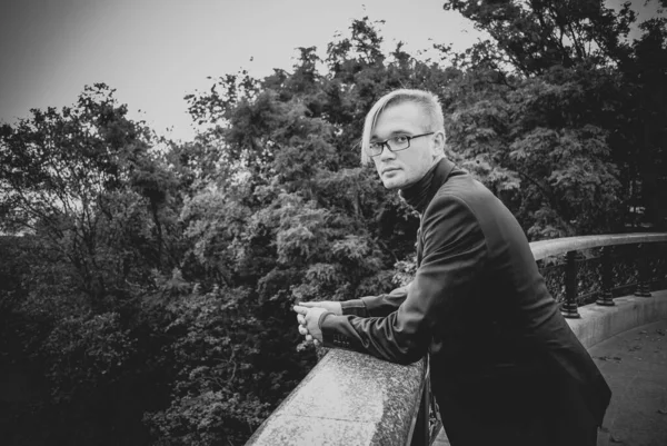 Handsome Guy Walking Student City Street College University Lifestyle Time — Stock Photo, Image