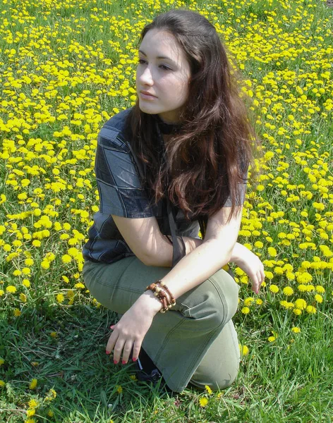 Menina Comum Cidade Pequena Adolescentes Estudantes Estilo Vida Problemas Felicidade — Fotografia de Stock