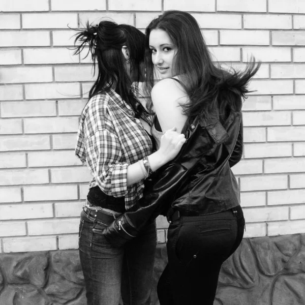 Casal Meninas Adolescentes Comunidade Lgbtq — Fotografia de Stock