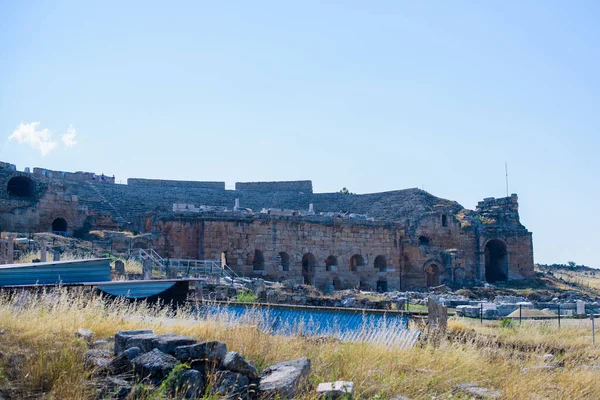 Pamukkale Deki Doğal Travertin Havuzları Terasları Türkiye Nin Güneybatısındaki Pamuk — Stok fotoğraf