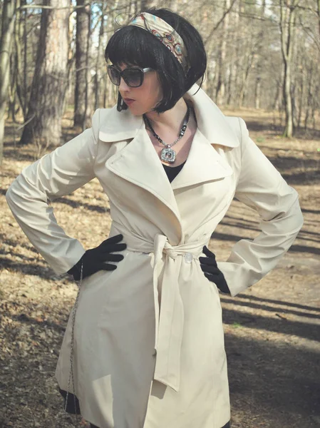 Nizza Size Donna Americana Cappotto Alla Moda Autunno Primavera Stile — Foto Stock