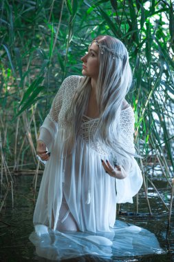 Eski Avrupa büyüsü, Gizemli Pagan sahnesi, göldeki kadın, ayinler. Suda sihirli kehanet, ritüel. Psişik görüş, falcı.