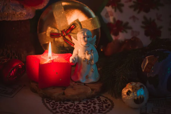 Kerst Wintercompositie Mooie Kleine Dingen Ideeën Inspiratie Voor Gezellig Thuis — Stockfoto
