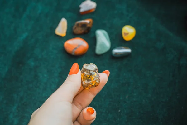 Verschiedene Bunte Steine Quarz Marmor Erz Mineralien Edelsteine Verwendung Als — Stockfoto