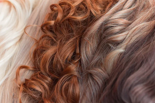 Peruklar Doğal Sentetik Saçlar Kadınların Güzellik Anlayışı — Stok fotoğraf