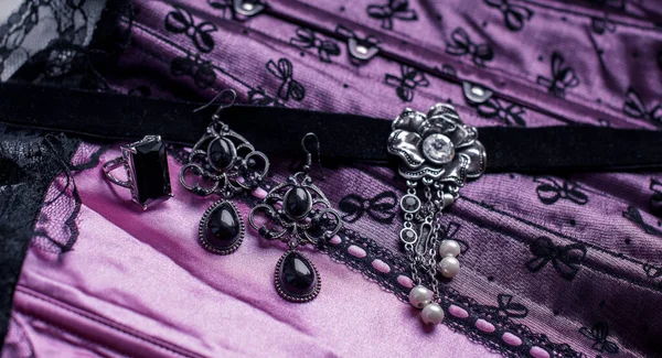 Gothic vintage jewelry and accessories, beauty details