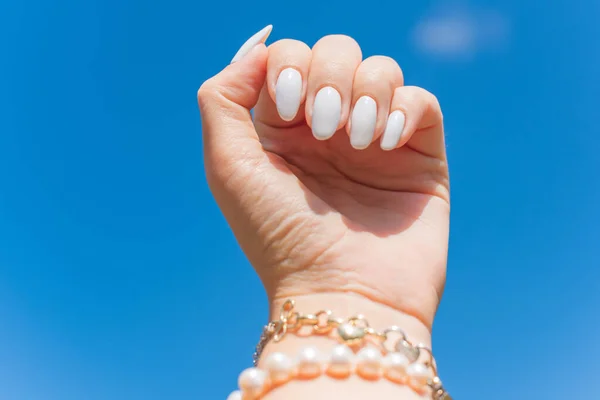 Świetny Manicure Wiosenne Pomysły Dla Kobiet Piękno Troska Dłonie Paznokcie — Zdjęcie stockowe